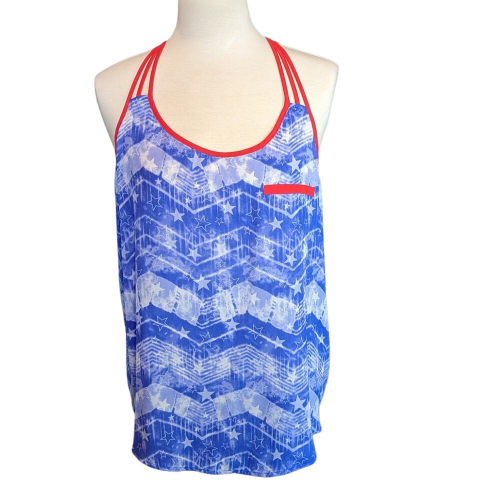New Racerback Patriotic Blouse Tank Top Size Juniors XL 15/17